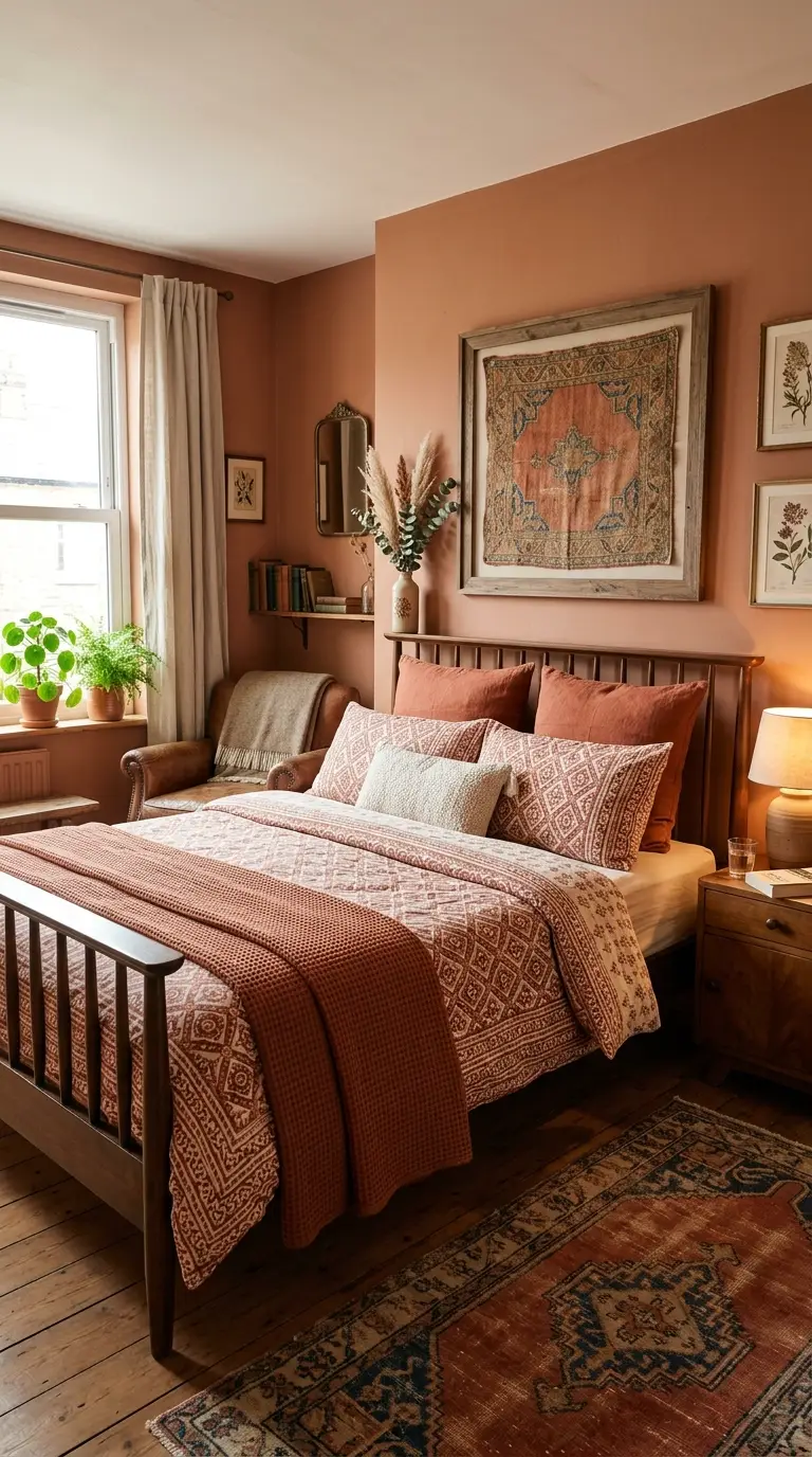 Vintage Terracotta Patterned Bedroom
