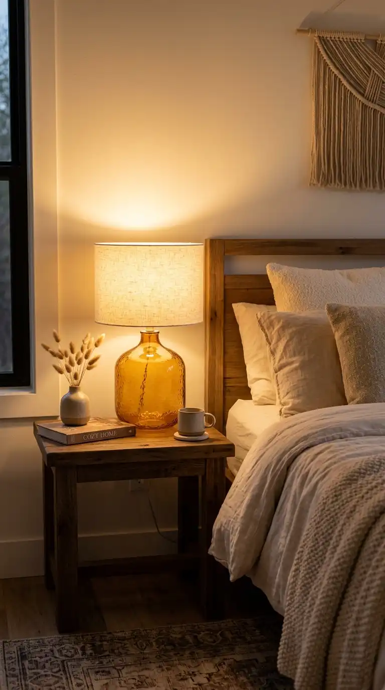 Warm Amber Glass Bedside Lamps