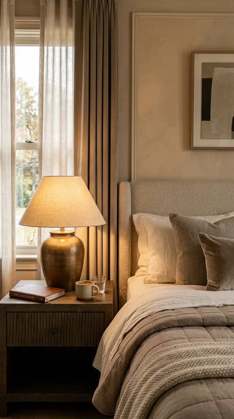 Warm Brass Lamp With Linen Shade