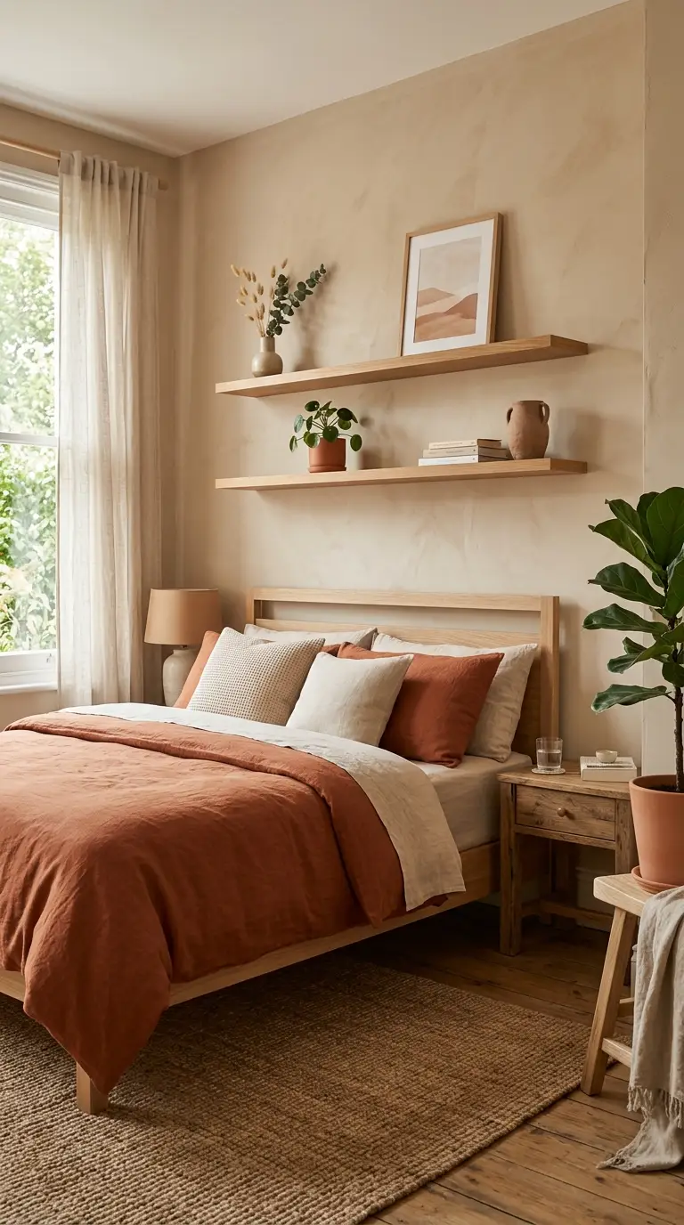 Warm Wood Terracotta Beige Bedroom