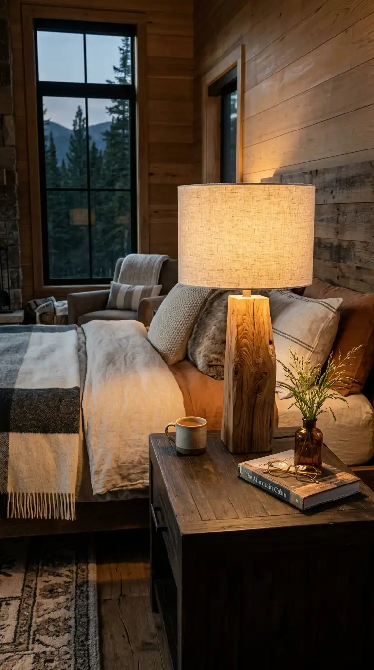 Wooden Base Lamp With Texture