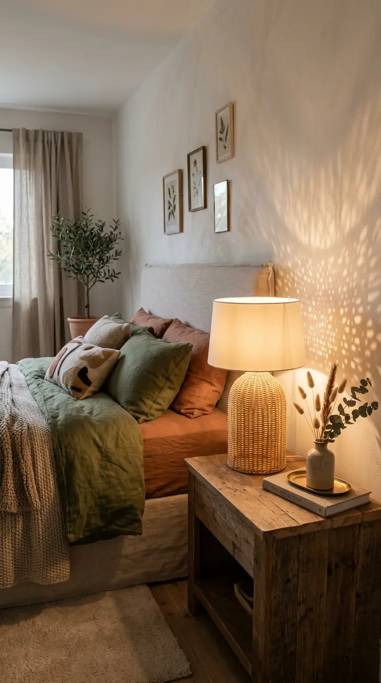 Woven Rattan Bedroom Table Lamp