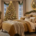 Elegant Gold Christmas Bedroom Ideas