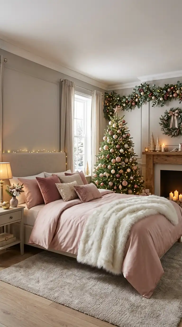 Blush Pink Christmas Bedroom Decorations