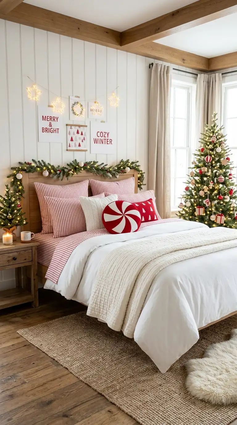 Candy Cane Striped Bedding Details