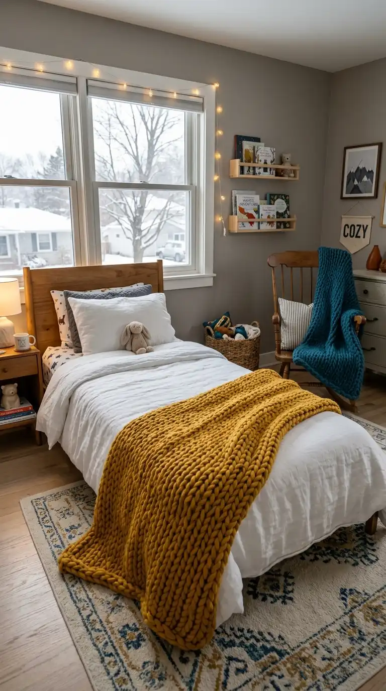 Colorful Knit Throw Blanket Styling