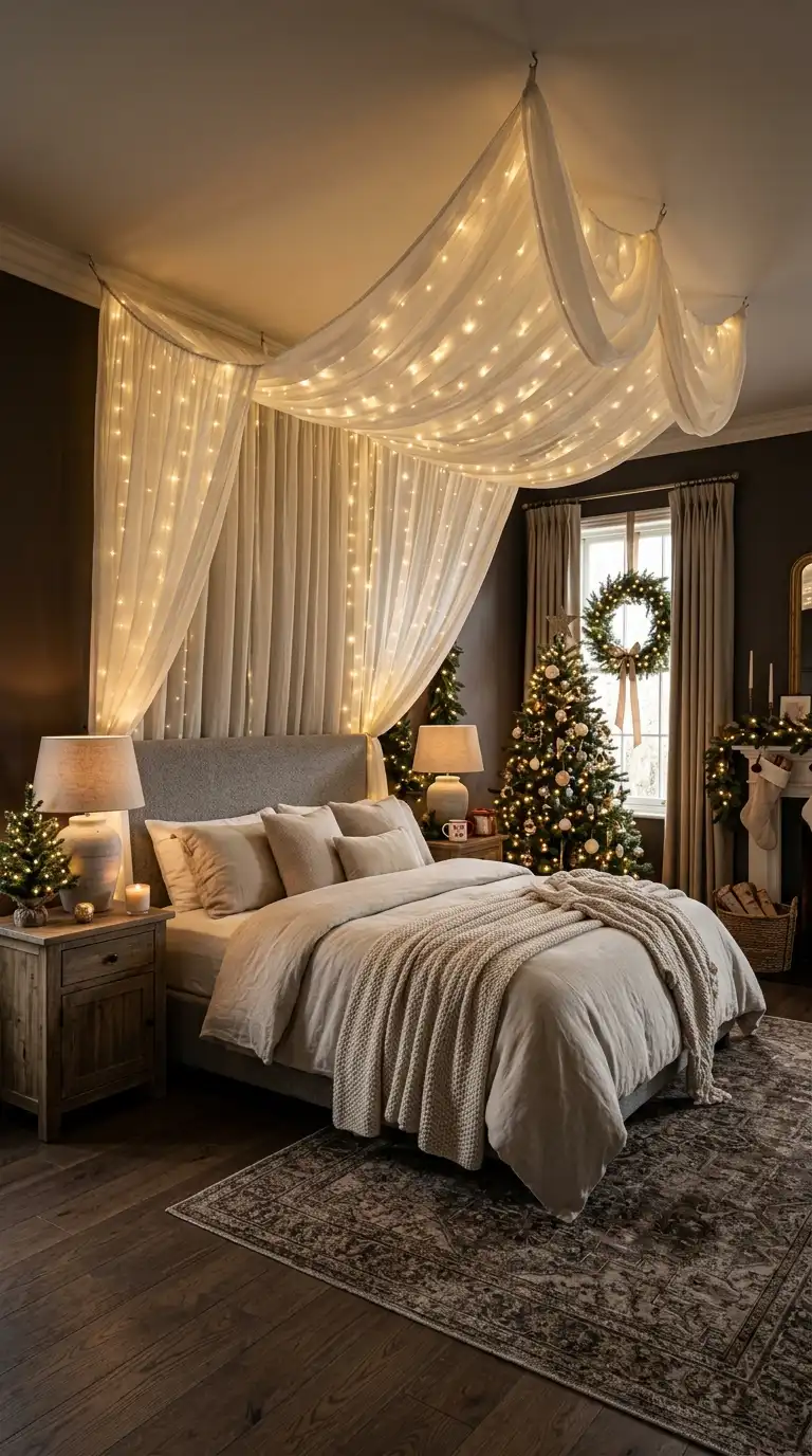 Cozy Christmas Fairy Light Canopy