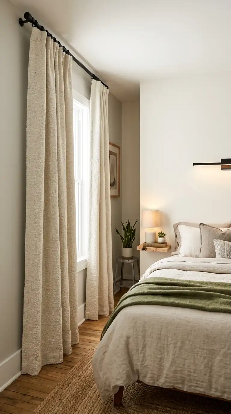 Cream Curtains With Textured Fabric