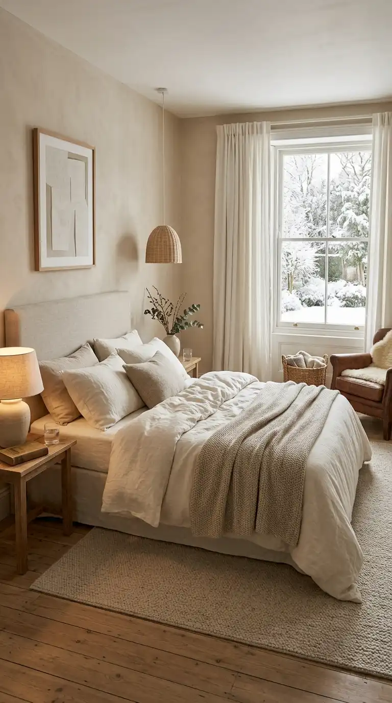 Cream Linen Sheets With Wool Blankets