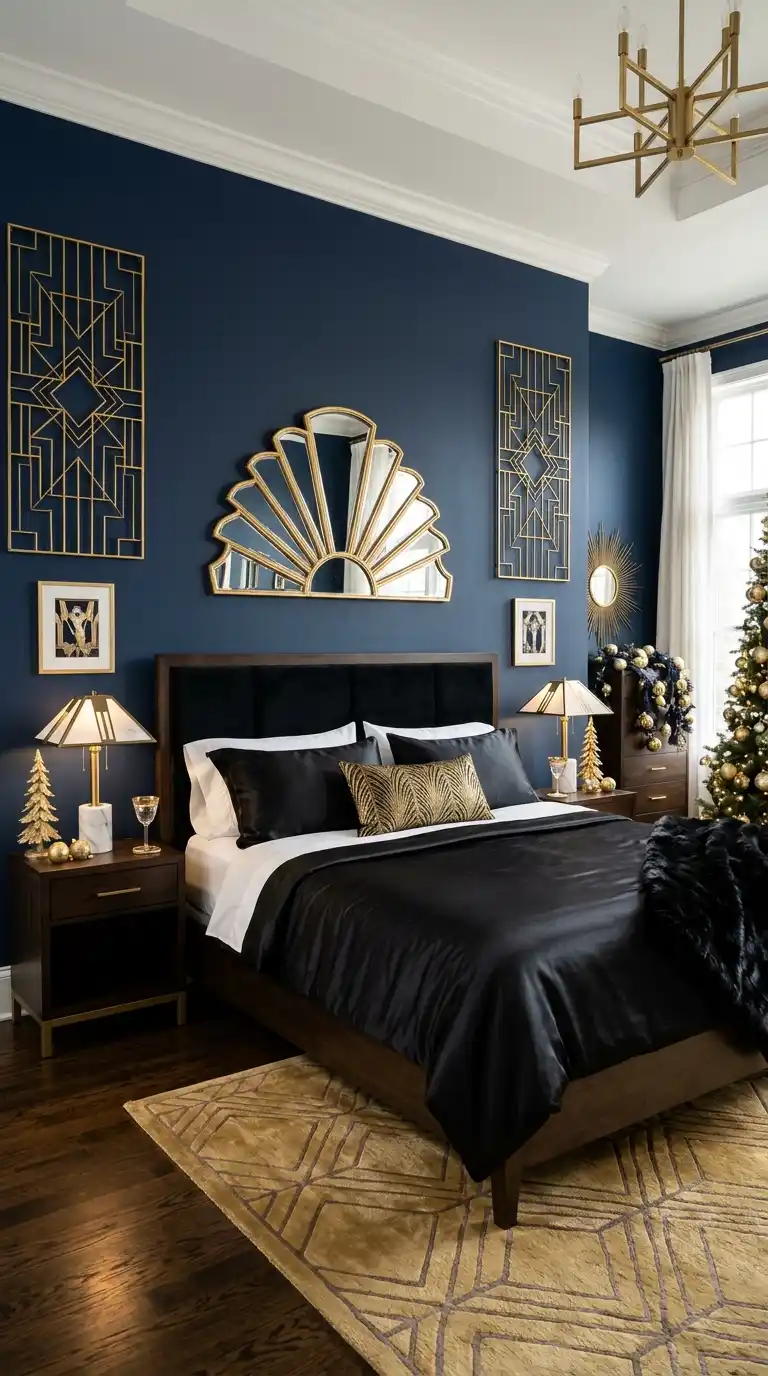 Dramatic Gold Neo Deco Bedroom