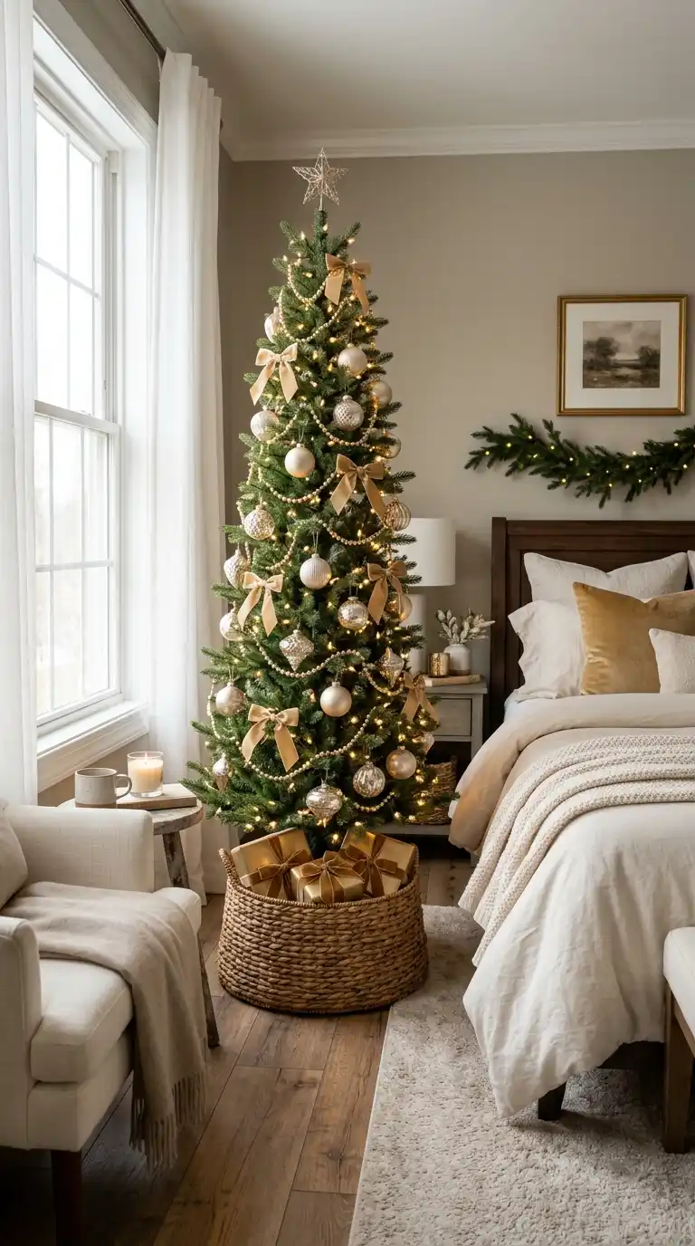 Elegant Gold Christmas Tree Corner