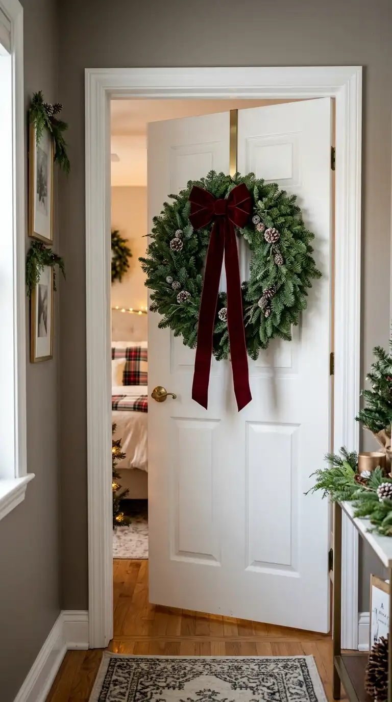 Festive Evergreen Bedroom Door Wreath