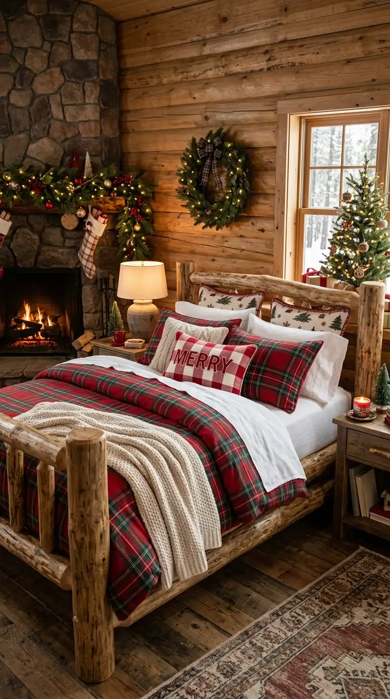Festive Plaid Bedding With Pillows