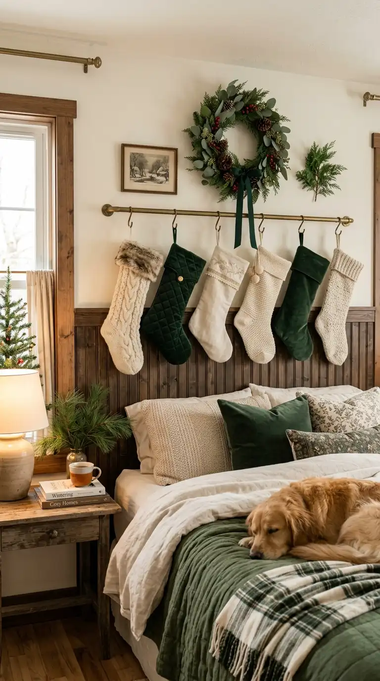 Festive Stockings Above Bed