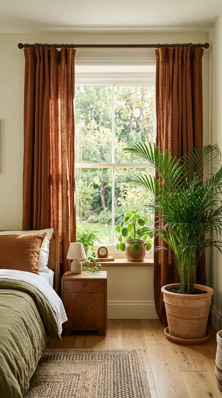 Floor Plants Beside Curtains