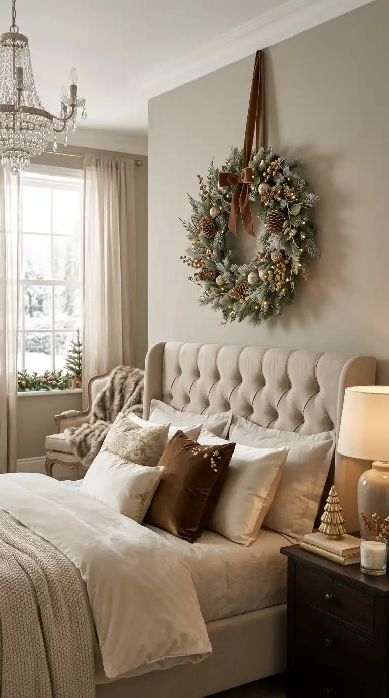 Gilded Christmas Wreath Bed Display
