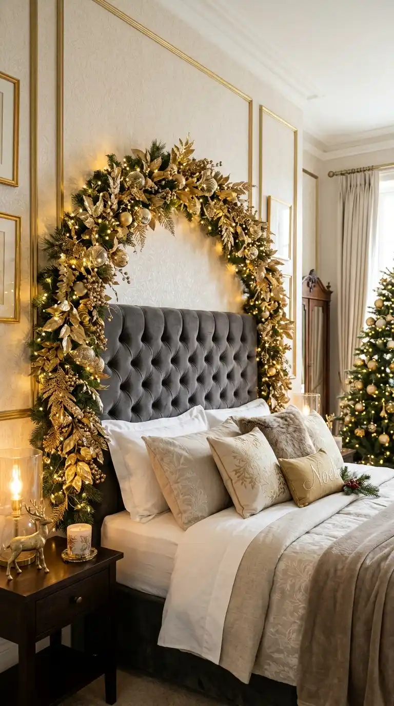 Gold Garland Around Headboard