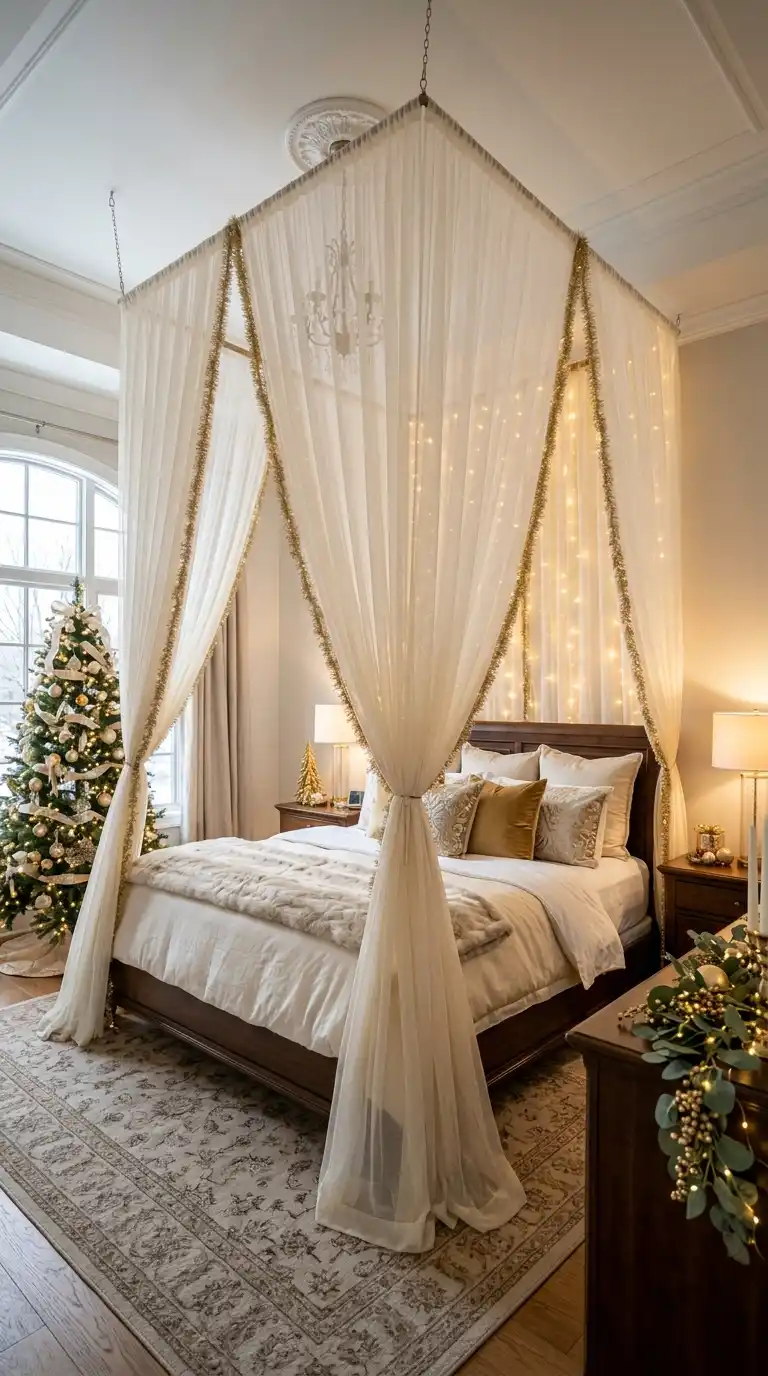 Gold Tinsel Canopy Bed