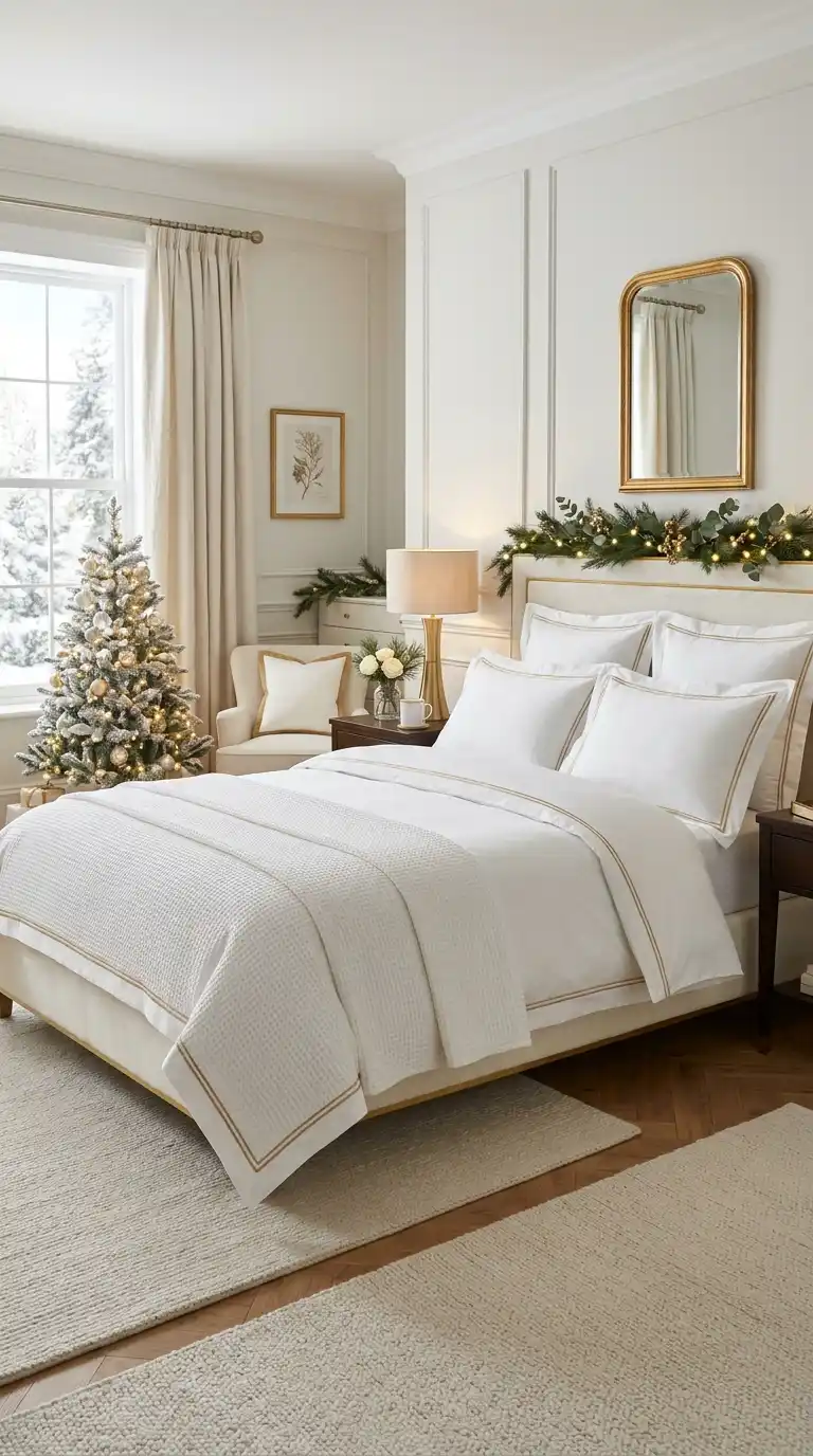 Gold Trimmed White Bedding