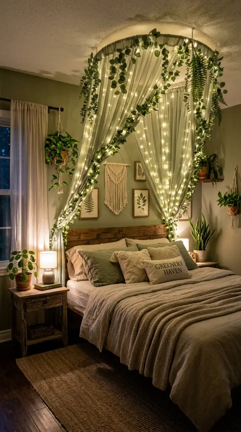 Green Canopy Above Bed