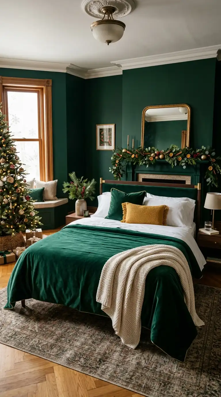 Green Velvet Bedding Layers
