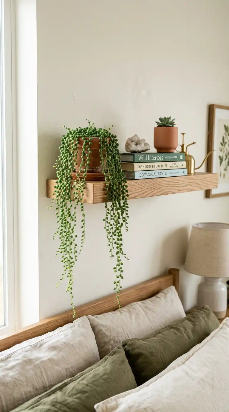Greenery Filled Floating Shelves