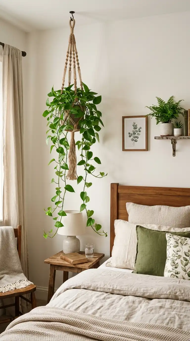 Hanging Vines Above Headboard