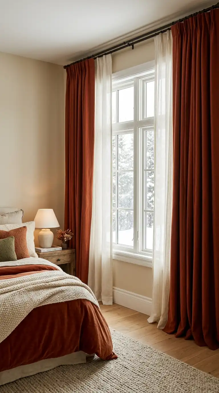 Layered Curtains With Thermal Lining