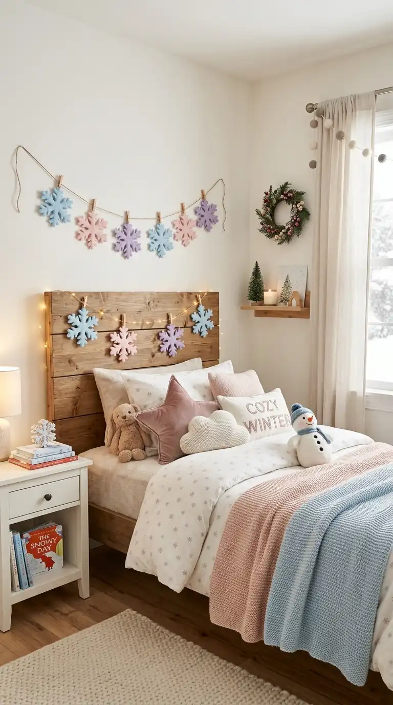 Pastel Snowflake Bedroom Wall Decor