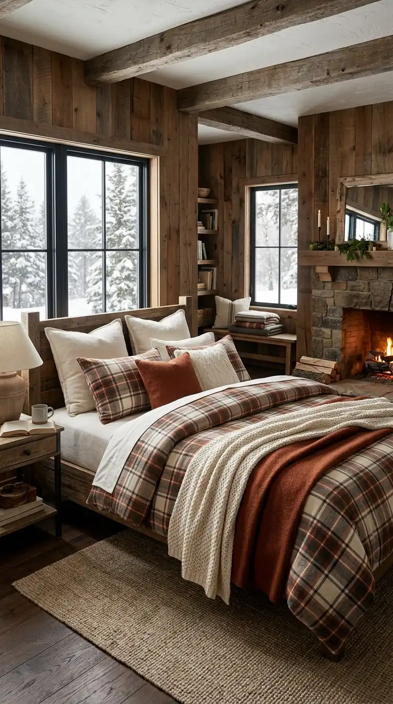 Plaid Flannel Bedding With Neutral Pillows