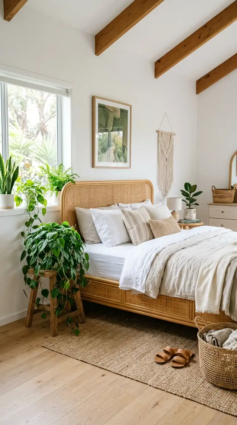 Rattan Bed With Greenery