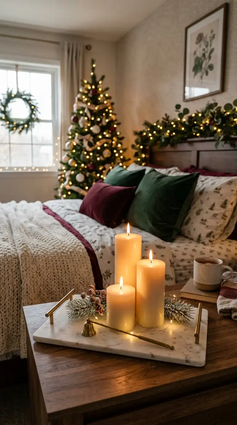 Romantic Candlelight Christmas Bedroom Ambiance