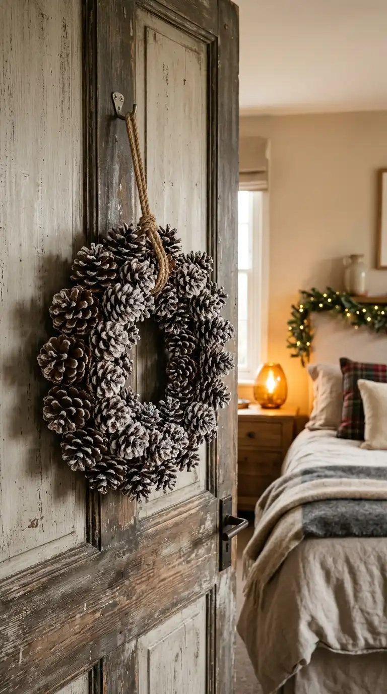 Rustic Pinecone Christmas Door Wreath