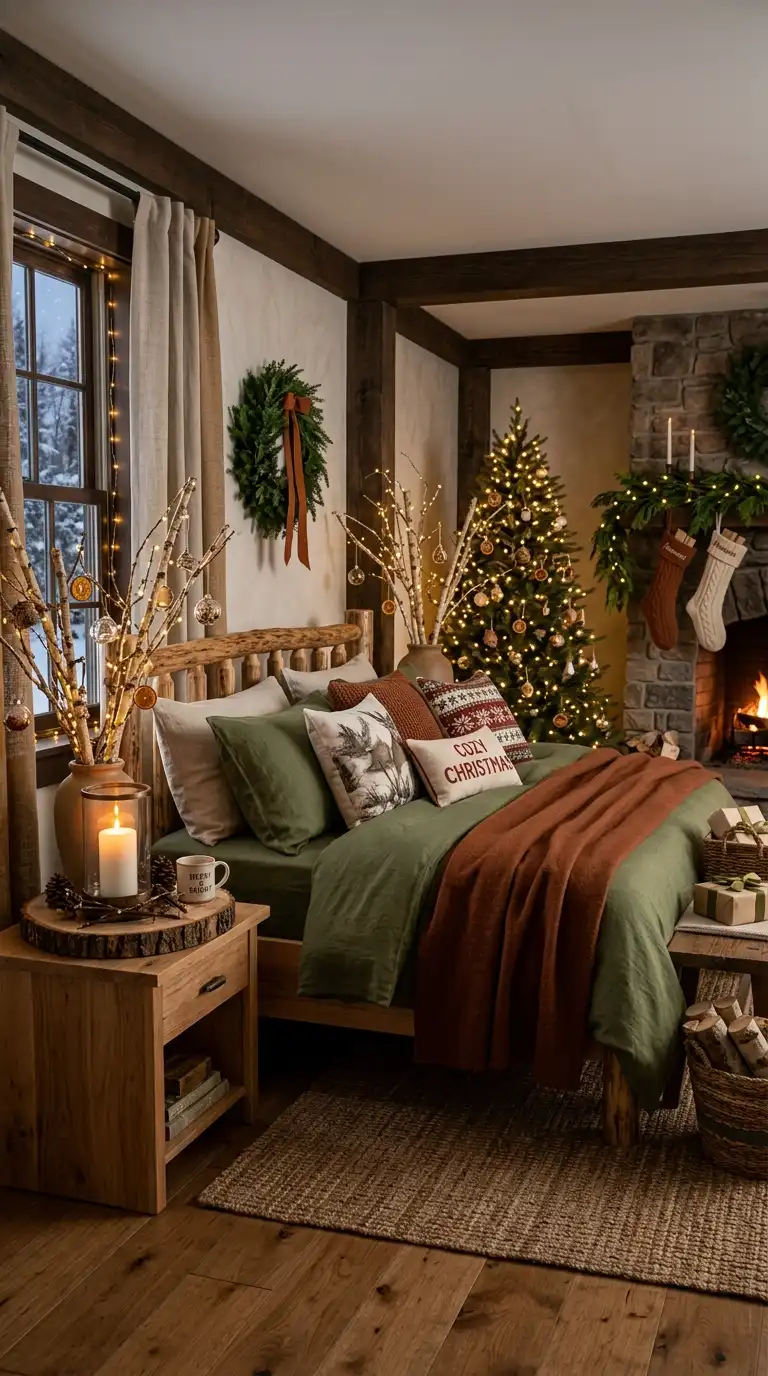 Rustic Woodland Holiday Bedroom Accents