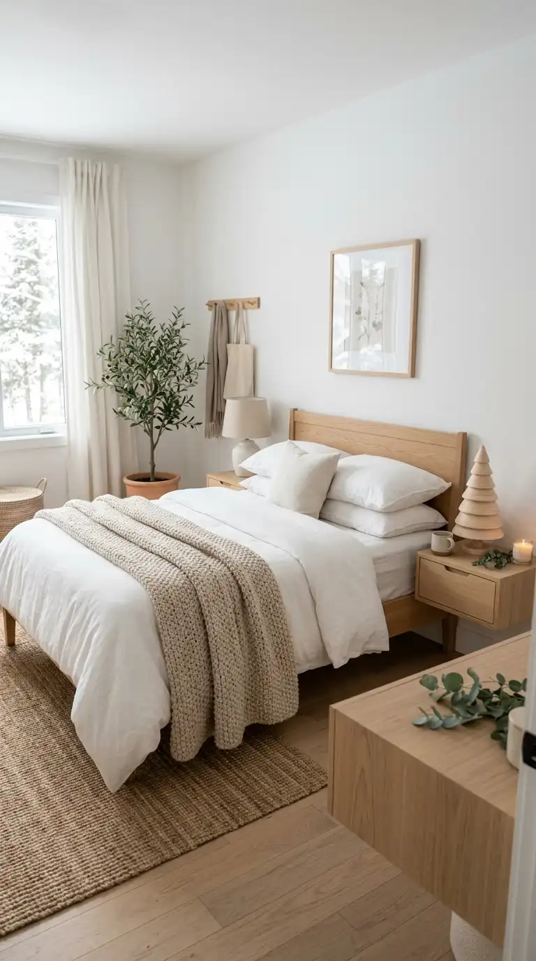 Scandinavian Minimalist Christmas Bedroom Decor