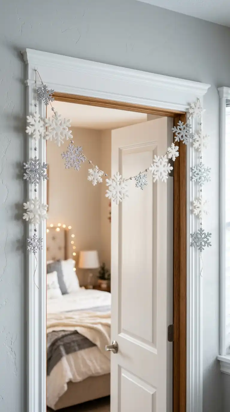 Snowflake Garland Bedroom Entrance Design