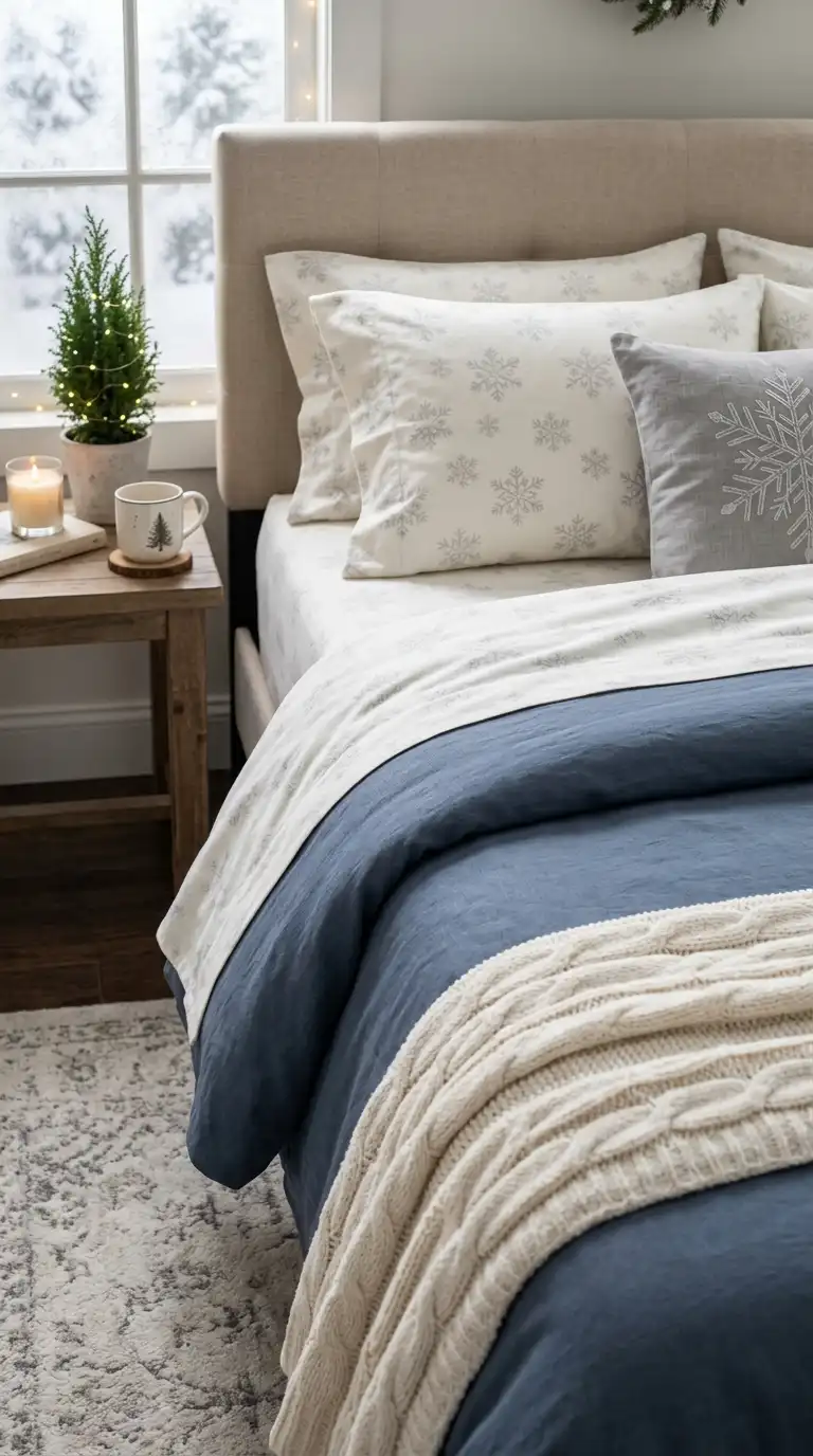 Snowflake Patterned Bed Sheets