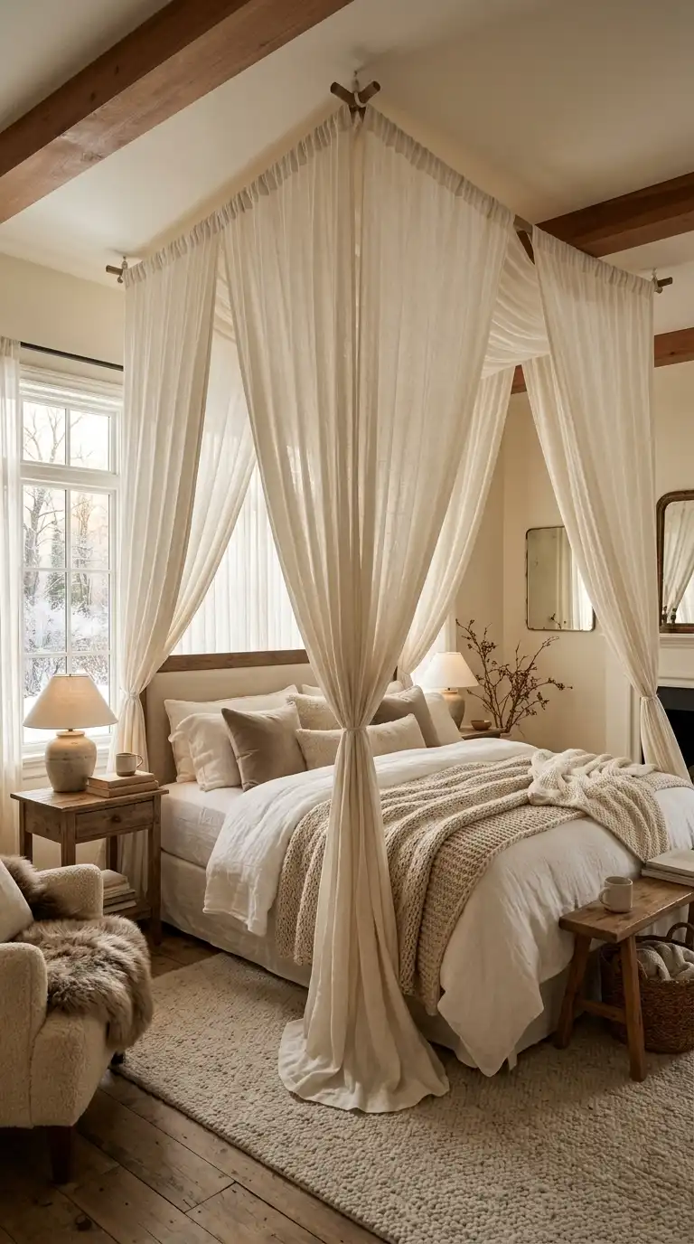 Soft Canopy Beds With Flowing Drapes