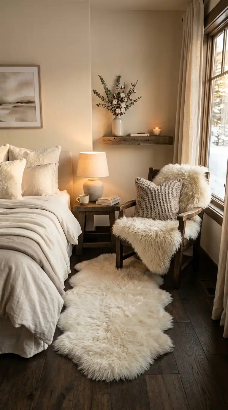 Soft Faux Fur Bedside Textures