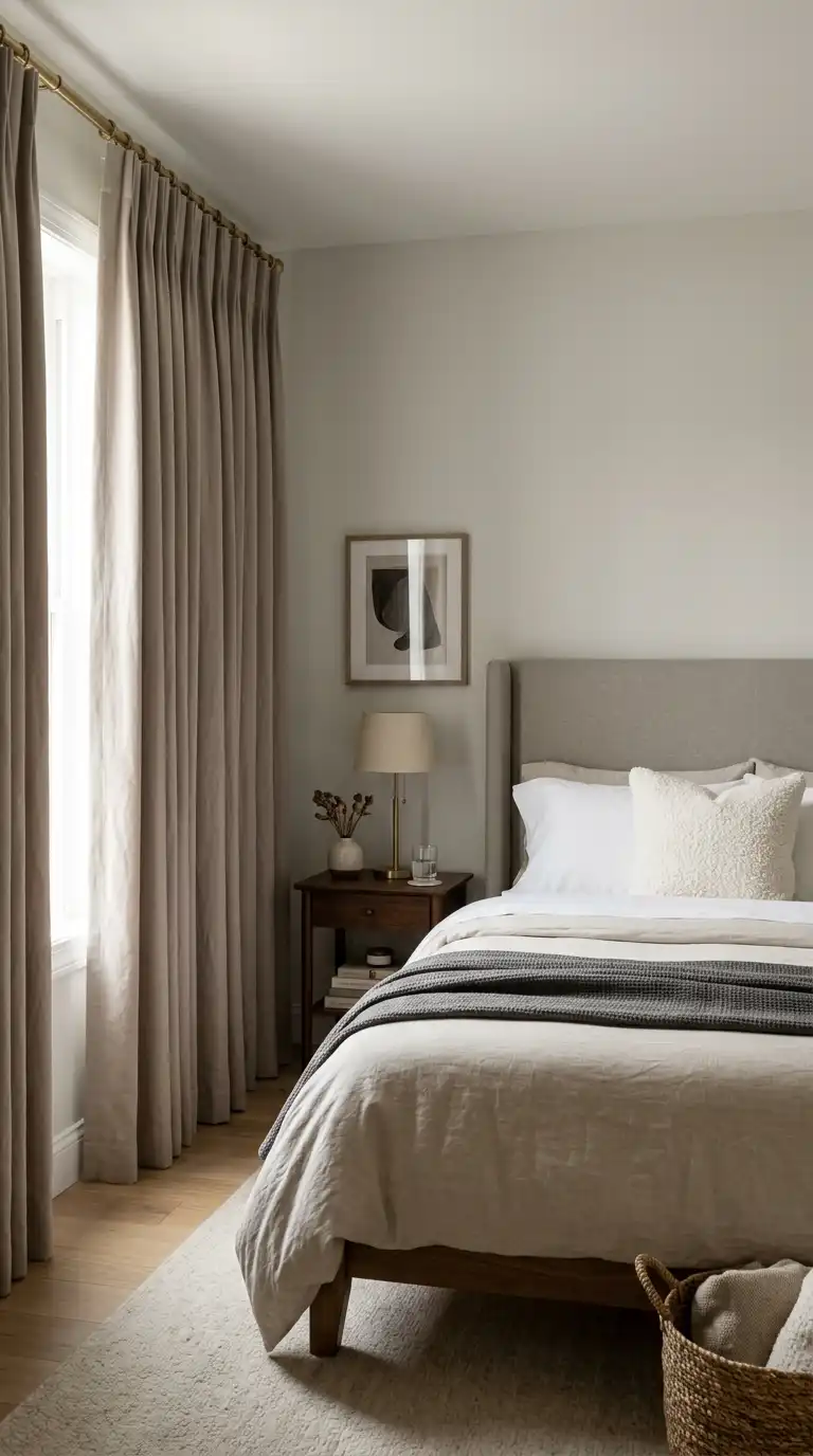 Soft Taupe Pleated Curtains
