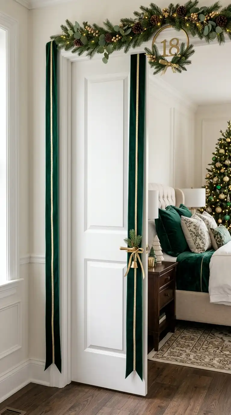 Velvet Ribbon Holiday Door Styling