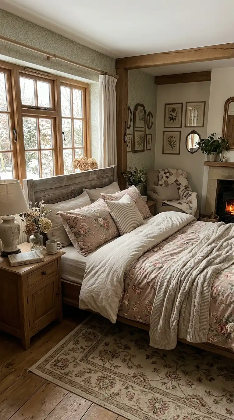 Vintage Floral Bedding With Wool Throws
