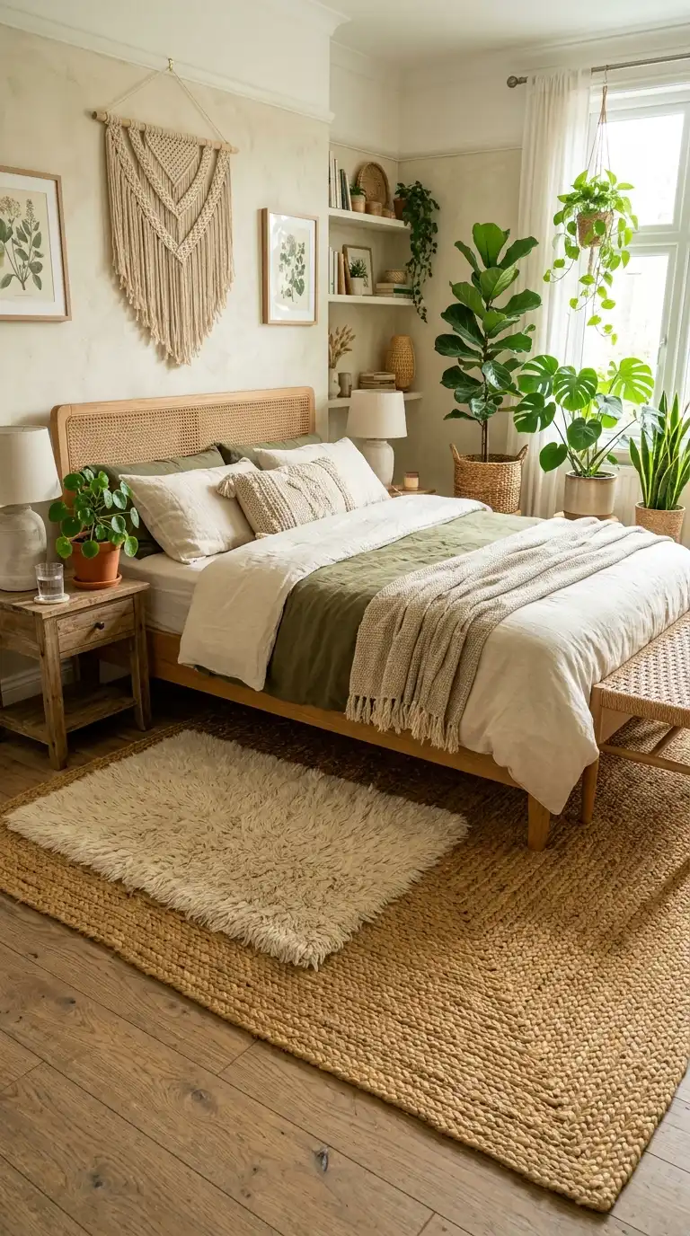 Woven Jute Rug Under Bed